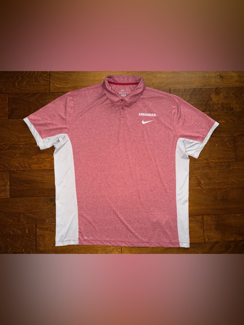 Nike Arkansas Razorbacks Polo Shirt Mens XXL Heathered Red Dri-Fit NCAA Golf